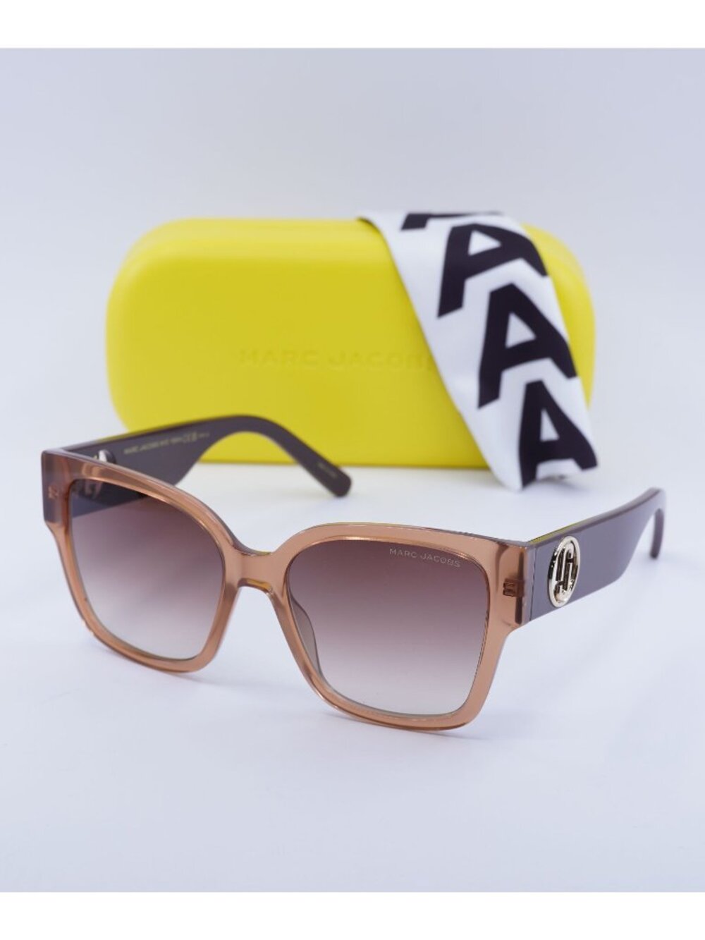 Marc Jacobs MARC 698/S 02LF HA Square Sunglasses - Transparent Brick/ Brown Grad